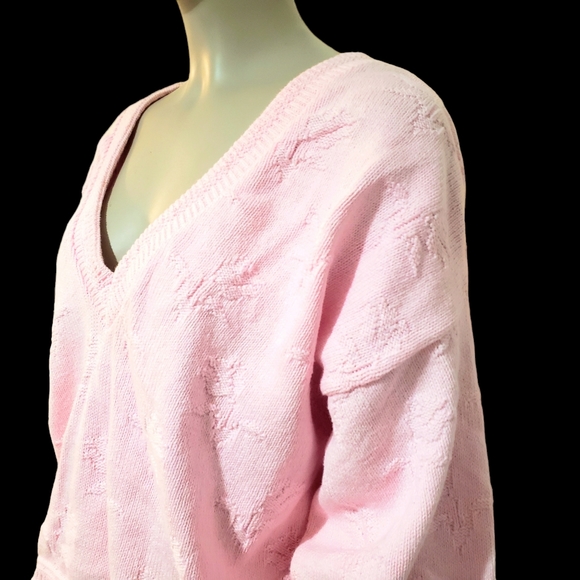 Vintage Objects D'Art Womens L Reversible Sweater Crop Oversized Knit Pink Top - Picture 3 of 15